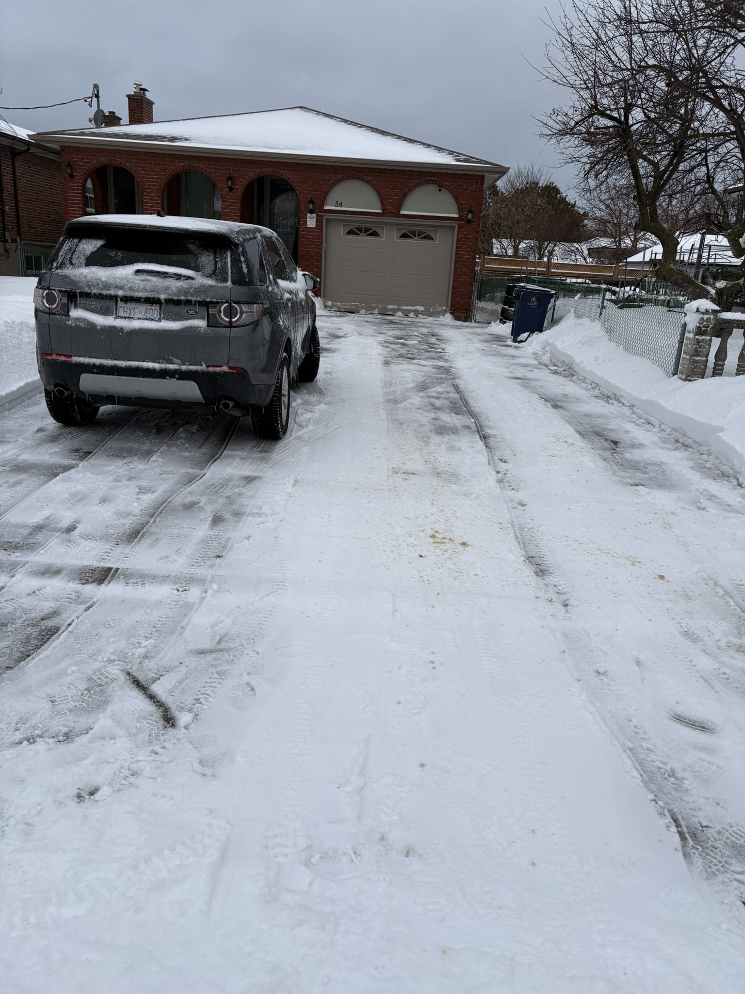 Snow removed from a driveway